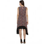Seduva Women's Polyester Printed Sleeveless Knee-Length Dress (Multicolor)