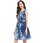 Seduva Women's Denim Tie &amp; Dye Sleeveless Above Knee Dress (Blue)