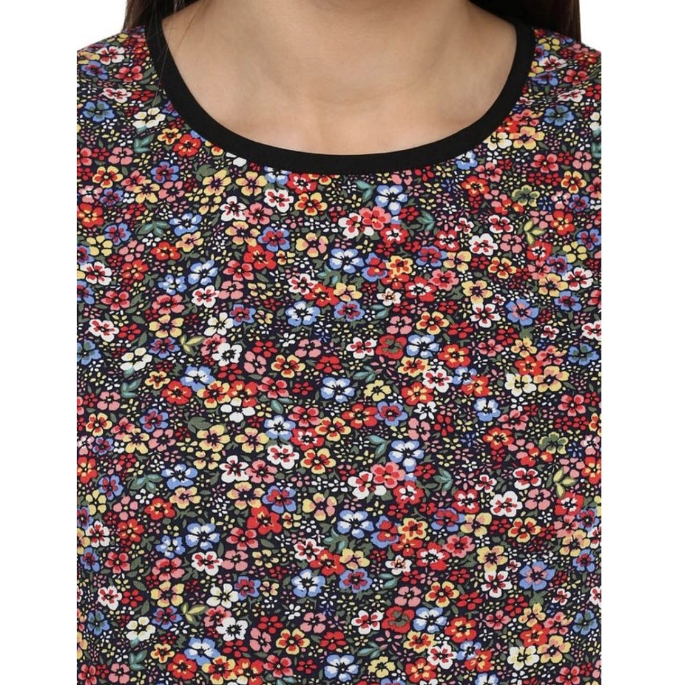 Seduva Women's Polyester Printed Sleeveless Knee-Length Dress (Multicolor)