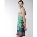 Seduva Women's Polyester Printed Sleeveless Above Knee Dress (Multicolor)