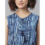 Seduva Women's Rayon Tie &amp; Dye Sleeveless Above Knee Dress (Blue)