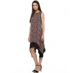 Seduva Women's Polyester Printed Sleeveless Knee-Length Dress (Multicolor)