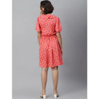 Seduva Women's Polyester Polka Flutter Above Knee Dress (Coral)