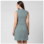 Seduva Women's Polyester Striped Sleeveless Above Knee Dress (Green)