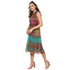 Seduva Women's Polyester Floral Sleeveless Below Knee Dress (Multicolor)
