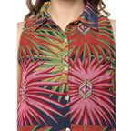 Seduva Women's Polyester Floral Sleeveless Below Knee Dress (Multicolor)