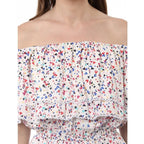 Seduva Women's Rayon Floral Half Sleeve Above Knee Dress (Multicolor)