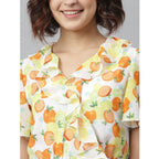 Seduva Women's Polyester Printed Flutter Above Knee Dress (Yellow - Orange)