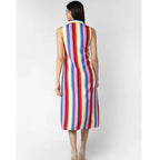 Seduva Women's Polyester Striped Sleeveless Calf-length Dress (Multicolor)