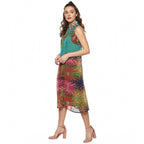 Seduva Women's Polyester Floral Sleeveless Below Knee Dress (Multicolor)