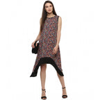 Seduva Women's Polyester Printed Sleeveless Knee-Length Dress (Multicolor)