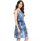 Seduva Women's Denim Tie &amp; Dye Sleeveless Above Knee Dress (Blue)