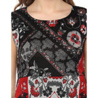 Seduva Women's Polyester Printed Sleeveless Dress (Red - Black)