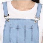 Seduva Women's Denim Solid Sleeveless Above Knee Dress (Blue)