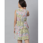Seduva Women's Polyester Peplum Sleeveless Above Knee Dress (Multicolor)