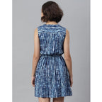 Seduva Women's Rayon Tie &amp; Dye Sleeveless Above Knee Dress (Blue)