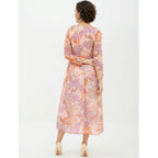 Seduva Women's Polyester Printed Long Sleeves Calf-length Dress (Multicolor)