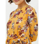 Seduva Women's Polyester Floral Long Sleeves Calf-length Dress (Multicolor)