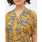 Seduva Women's Polyester Printed Half Sleeve Long Jumpsuit (Yellow)