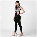 Seduva Women's Polyester Embellished Sleeveless Jumpsuit (Black)
