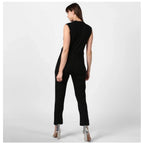 Seduva Women's Polyester Embellished Sleeveless Jumpsuit (Black)