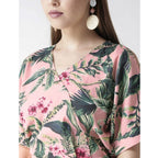 Seduva Women's Polyester Floral Half Sleeve Jumpsuit (Pink)