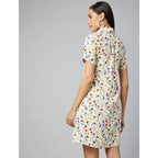 Seduva Women's Polyester Floral Short Sleeve Above Knee Dress (Multicolor)