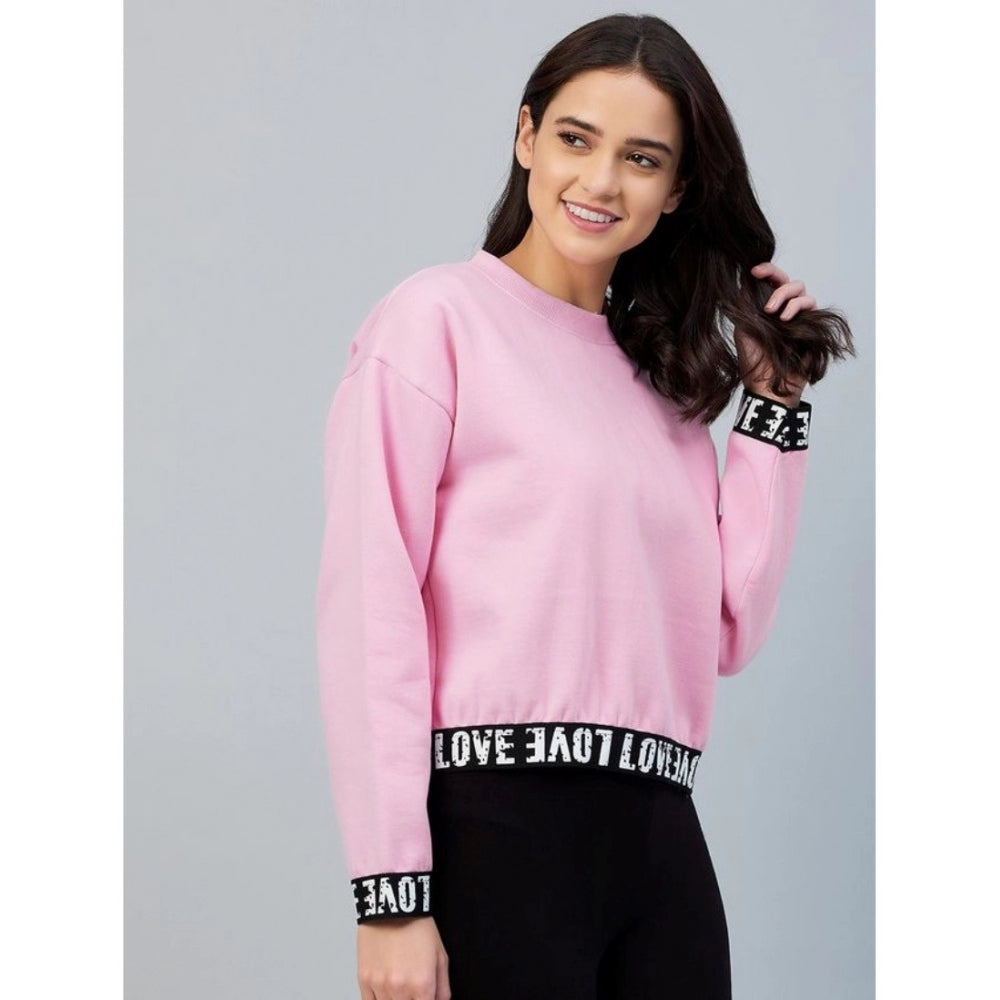 Seduva Women's Fleece Solid Long Sleeves Sweatshirt (Pink)