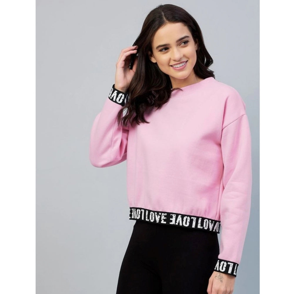 Seduva Women's Fleece Solid Long Sleeves Sweatshirt (Pink)
