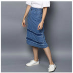 Seduva Women's Denim Washed Buttoned Skirt (Blue)