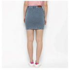 Seduva Women's Denim Draw String Buttoned Skirt (Blue)