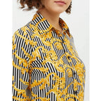 Seduva Women's Polyester Printed Roll Up Sleeve Standard Length Shirt (Mustared)