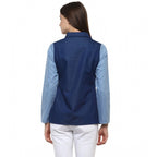 Seduva Women's Denim Patch Work Long Sleeves Regular Top (Blue)