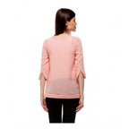 Seduva Women's Polyester Solid 3-4th Sleeves Regular Top (Peach)