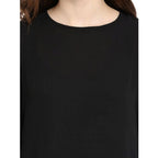 Seduva Women's Polyester Georgette Self Design Bell Sleeve Regular Top (Black)