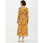 Seduva Women's Polyester Floral Long Sleeves Calf-length Dress (Multicolor)