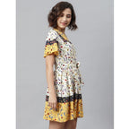 Seduva Women's Polyester Floral Flutter Above Knee Dress (Multicolor)