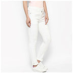 Seduva Women's Denim Solid Buttoned Jeans (White)