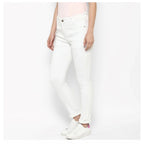 Seduva Women's Denim Solid Buttoned Jeans (White)