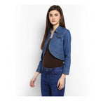 Seduva Women's Denim Solid 3-4th Sleeves Shrug (Blue)