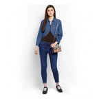Seduva Women's Denim Solid 3-4th Sleeves Shrug (Blue)