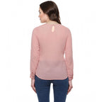 Seduva Women's Polyester Solid Long Sleeves Regular Top (Pink)