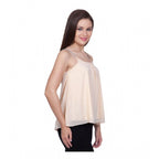Seduva Women's Polyester Solid Shoulder Straps Regular Top (Beige)