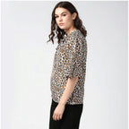 Seduva Women's Polyester Animal Print Bell Sleeve Top (Orange - Black)
