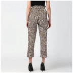 Seduva Women's Polyester Animal Print Elasticated Trousers (White - Yellow)