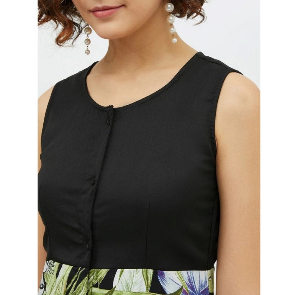 Seduva Women's Rayon Floral Sleeveless Calf-length Dress (Multicolor)