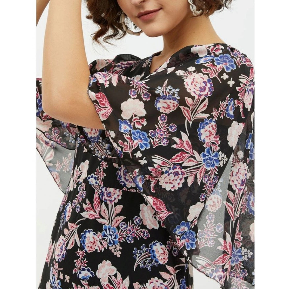 Seduva Women's Polyester Chain Print Cap Sleeve Calf-length Dress (Multicolor)