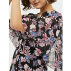 Seduva Women's Polyester Chain Print Cap Sleeve Calf-length Dress (Multicolor)