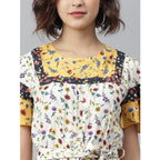 Seduva Women's Polyester Floral Flutter Above Knee Dress (Multicolor)