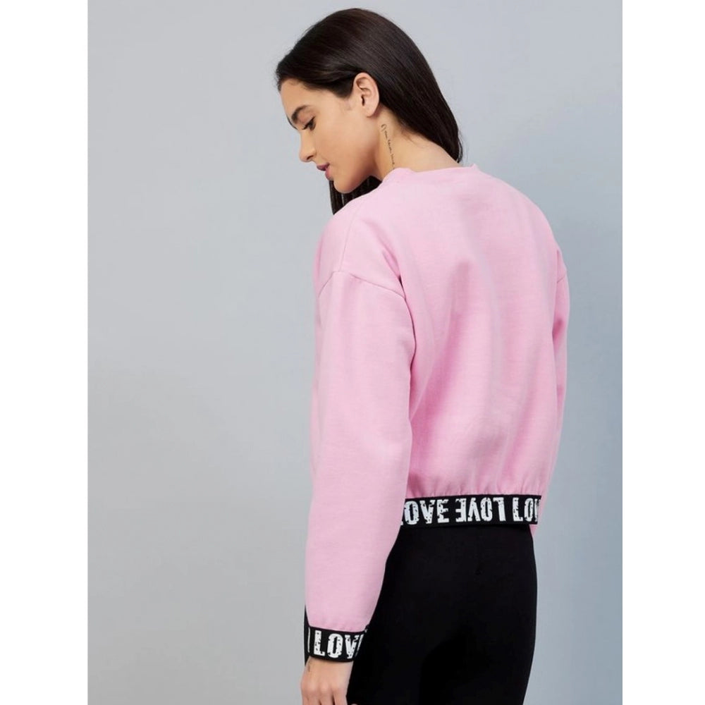 Seduva Women's Fleece Solid Long Sleeves Sweatshirt (Pink)